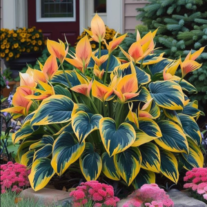 Хоста Флейм Данс купить по цене от 650р. в интернет-магазине «Посадика» с доставкой почтой в в Межгорьее и по всей России – [изображение №1].